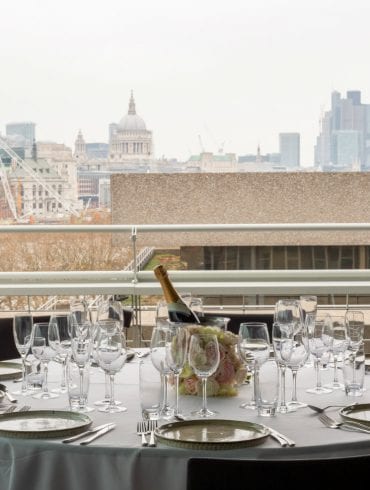 The Buffini Chao Deck event hire space celebration table with view of St Paul's