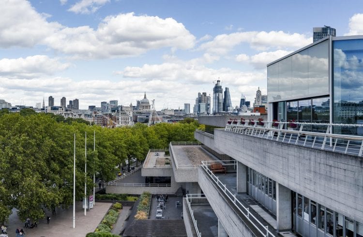 The Buffini Chao Deck event hire space: terraces of The Deck and National Theatre, looking east