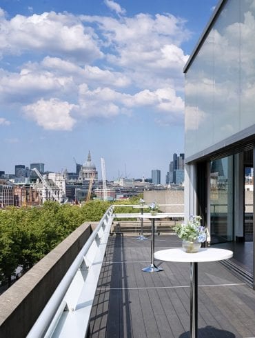 The Buffini Chao Deck event hire space terrace clear view east to St Paul's Cathedral