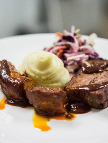 Roast beef dinner on a plate