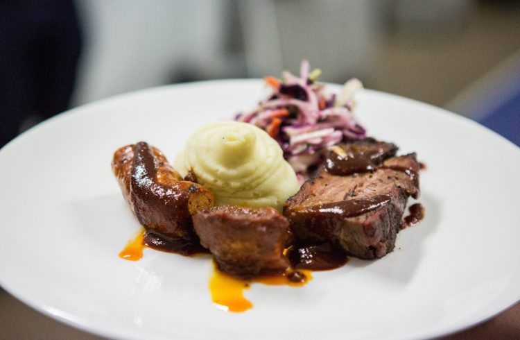 Roast beef dinner on a plate