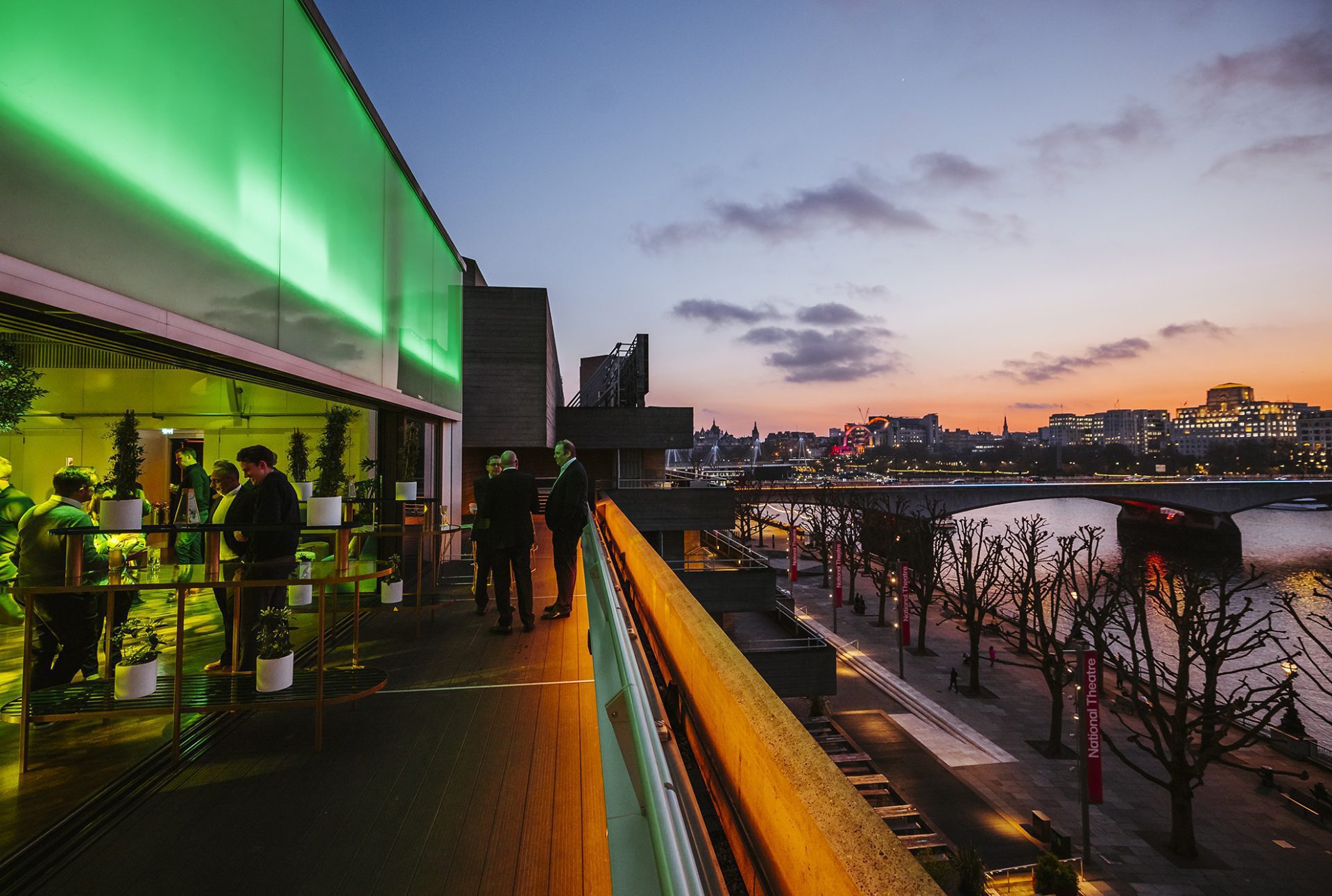 The sun sets over the Buffini Chao Deck terrace