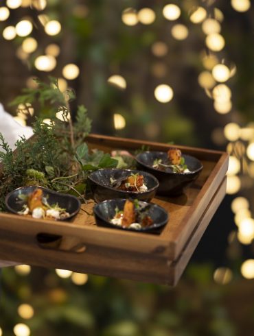 Christmas bowl food on a tray