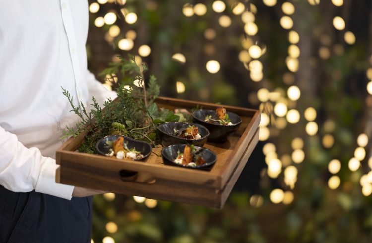 Christmas bowl food on a tray