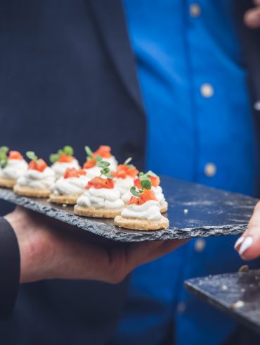 Canapes at The Buffini Chao Deck at the National Theatre, London