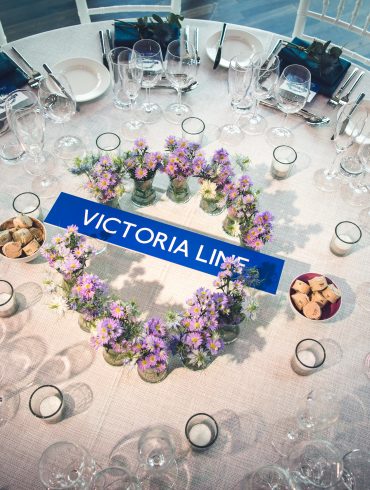 Table setting for wedding at Buffini Chao Deck at National Theatre