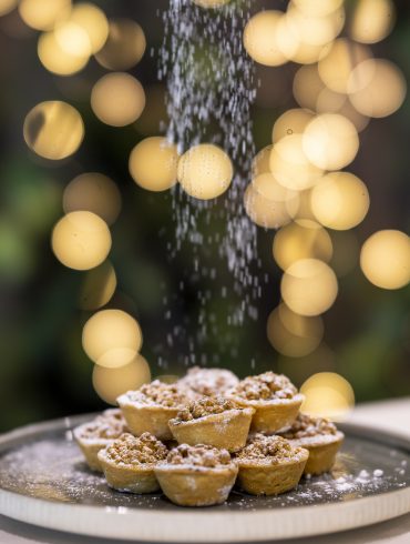 Sugar dusted over mince pies for Christmas at Buffini Chao Deck at National Theatre